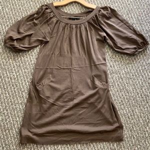BCBGMaxAzria Brown Short Sleeved Sweater Dress with Scoop Neck and Pockets